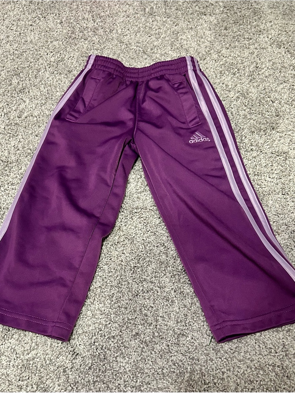 adidas Kids Purple Joggers with Light Purple Side Stripes